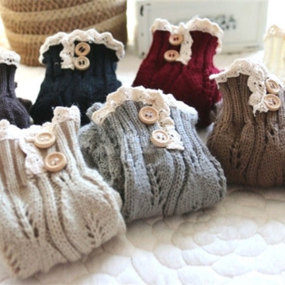 Button Lace Knit Fingerless Gloves Arm Warmers - Picture 2 of 6